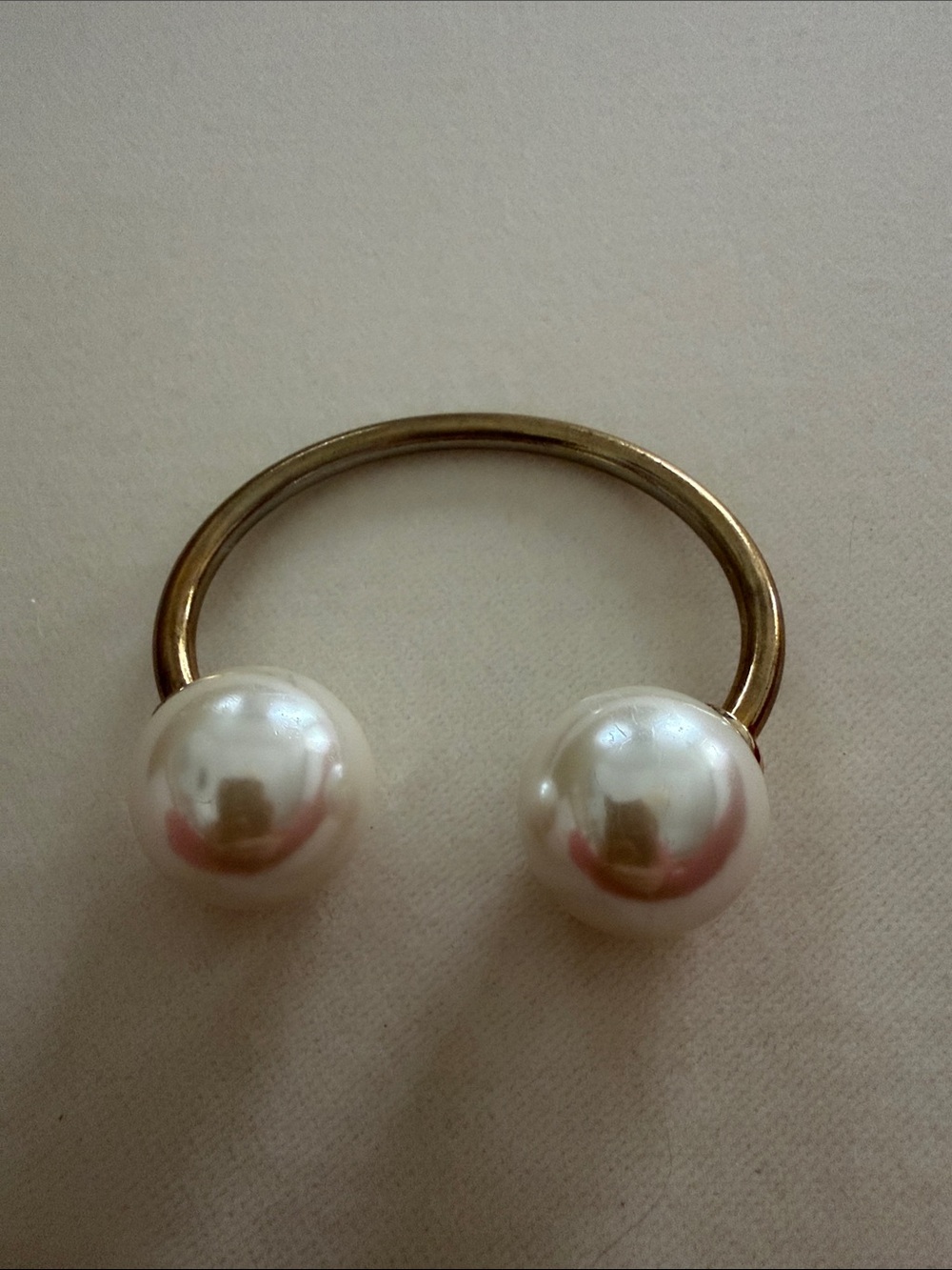 Zara Gold Open Cuff Bracelet with White Pearls